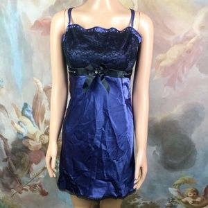 Morgan Taylor Purple Black Lace Sleeveless Mini Slip Dress Lingerie Goth Emo XL